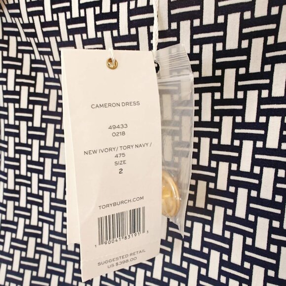 NWT Tory Burch Cameron Dress Navy/Ivory - Picture 6 of 6